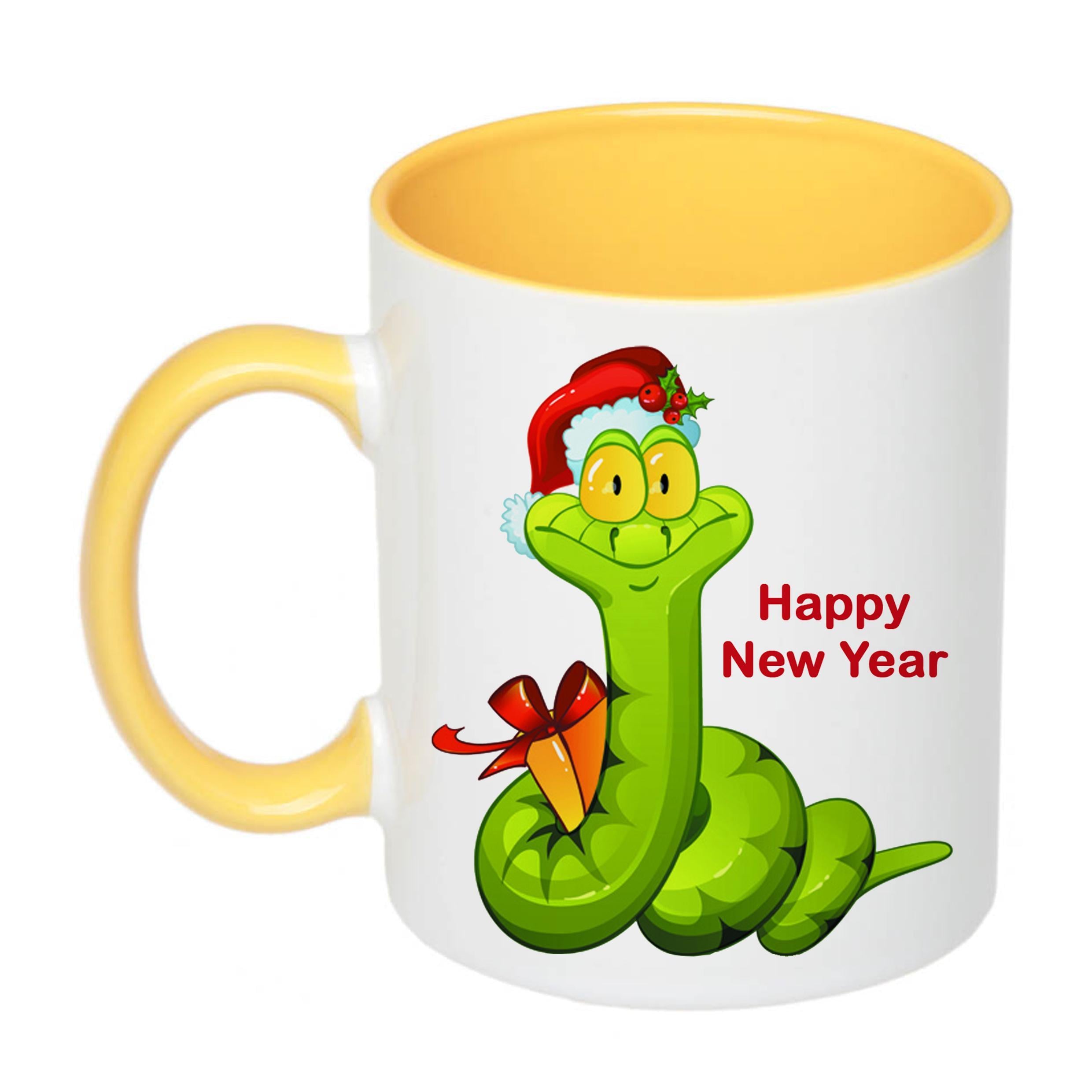 Чашка с печатью Happy New Year 330 мл Желтый (21605)