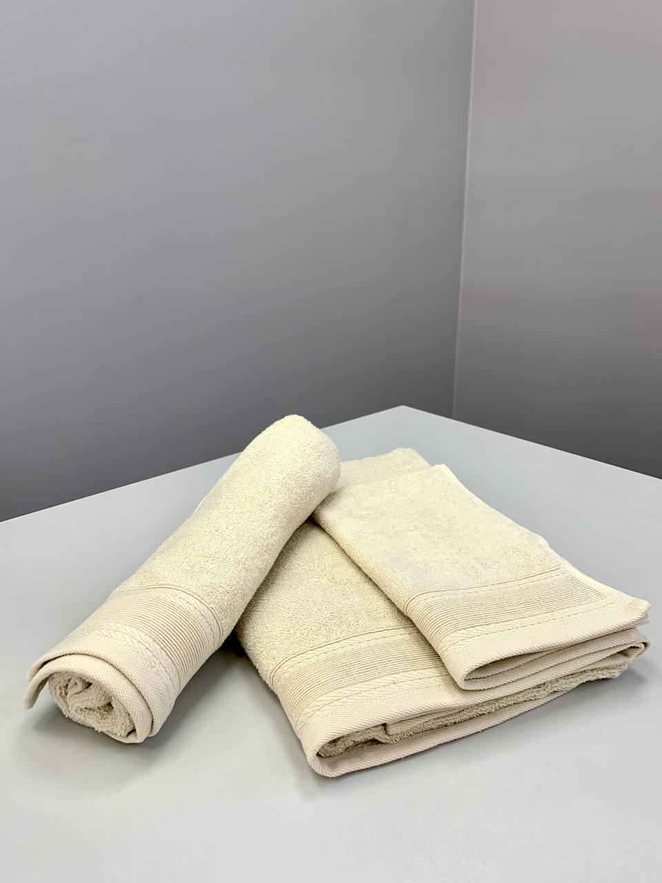 Комплект рушників з бордюром 3 шт. 30х50/50х90/70х140 см Молочний (9912572)