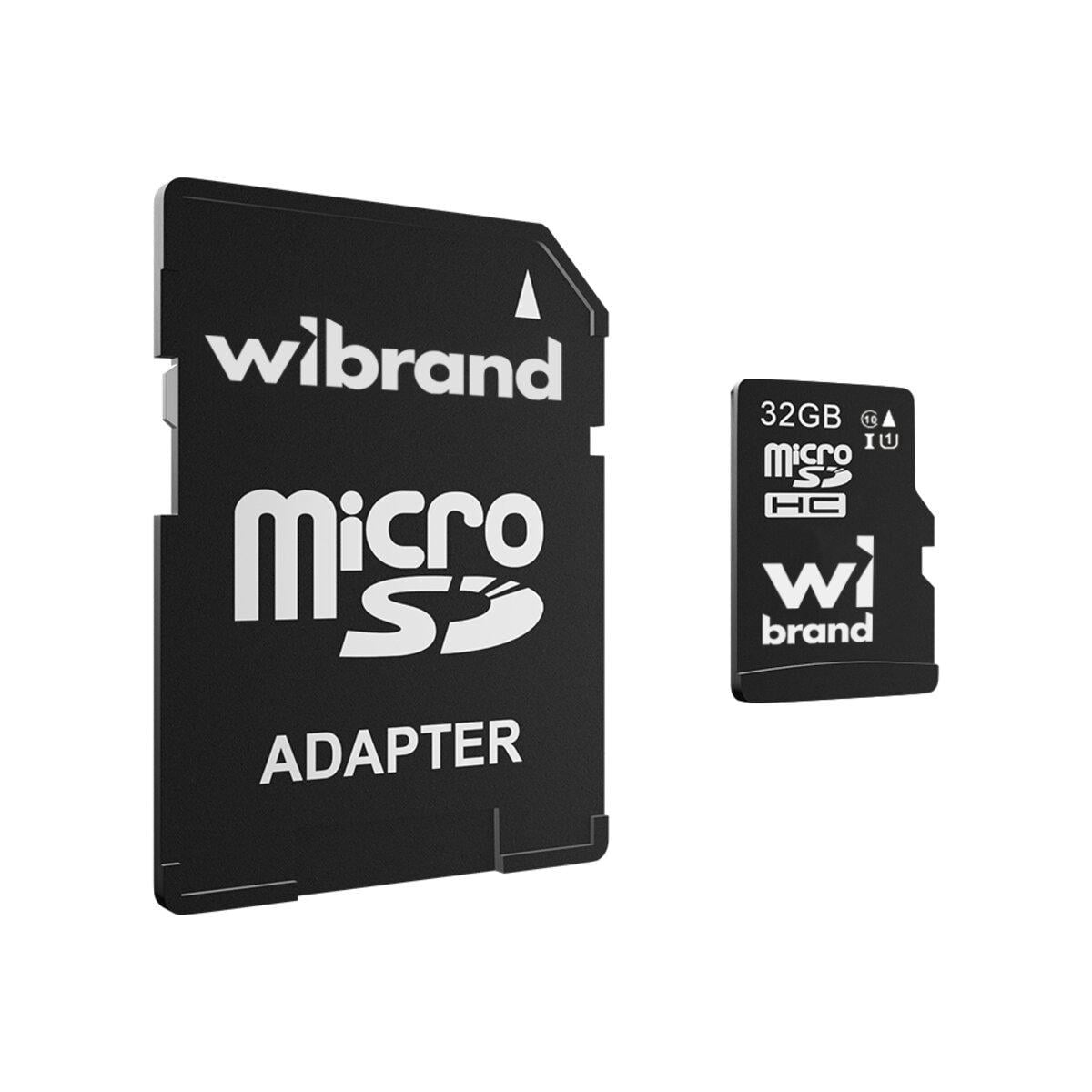Карта памяти Wibrand microSDXC 32 Гб Class 10 UHS-I с адаптером SD Black (WICDHU1/32GB-A)
