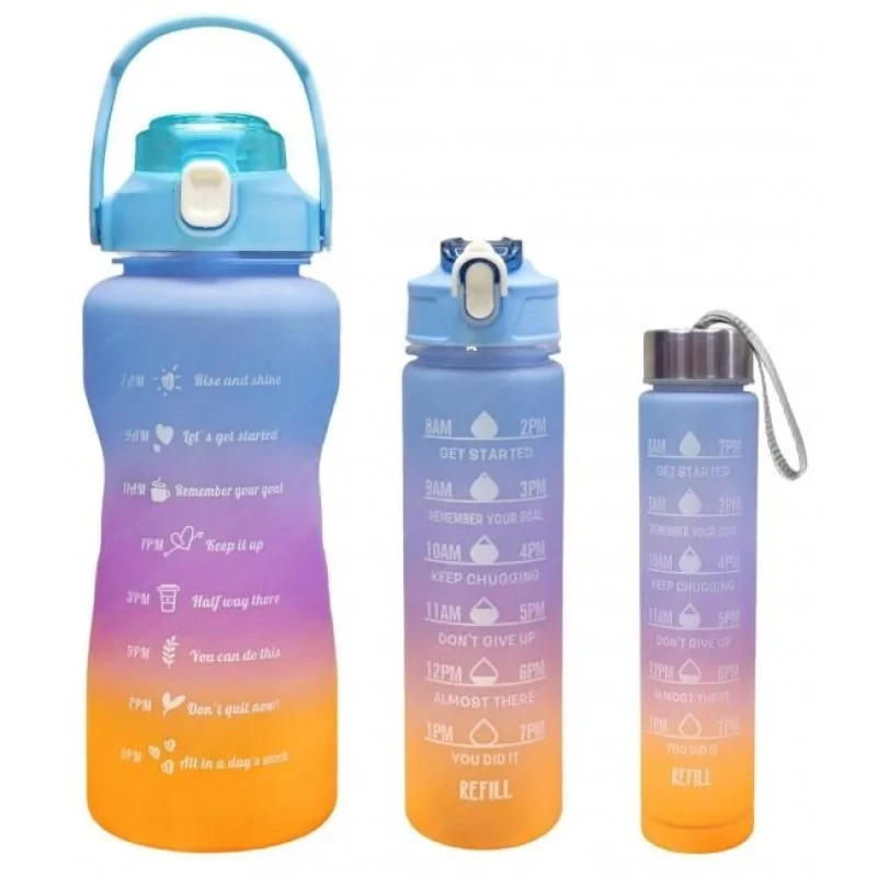 Набор бутылок спортивных с тайм-маркерами 3 шт. Разноцветный (MX-00009277) Набор бутылок спортивных с тайм-маркерами 3 шт. Разноцветный (MX-00009277)