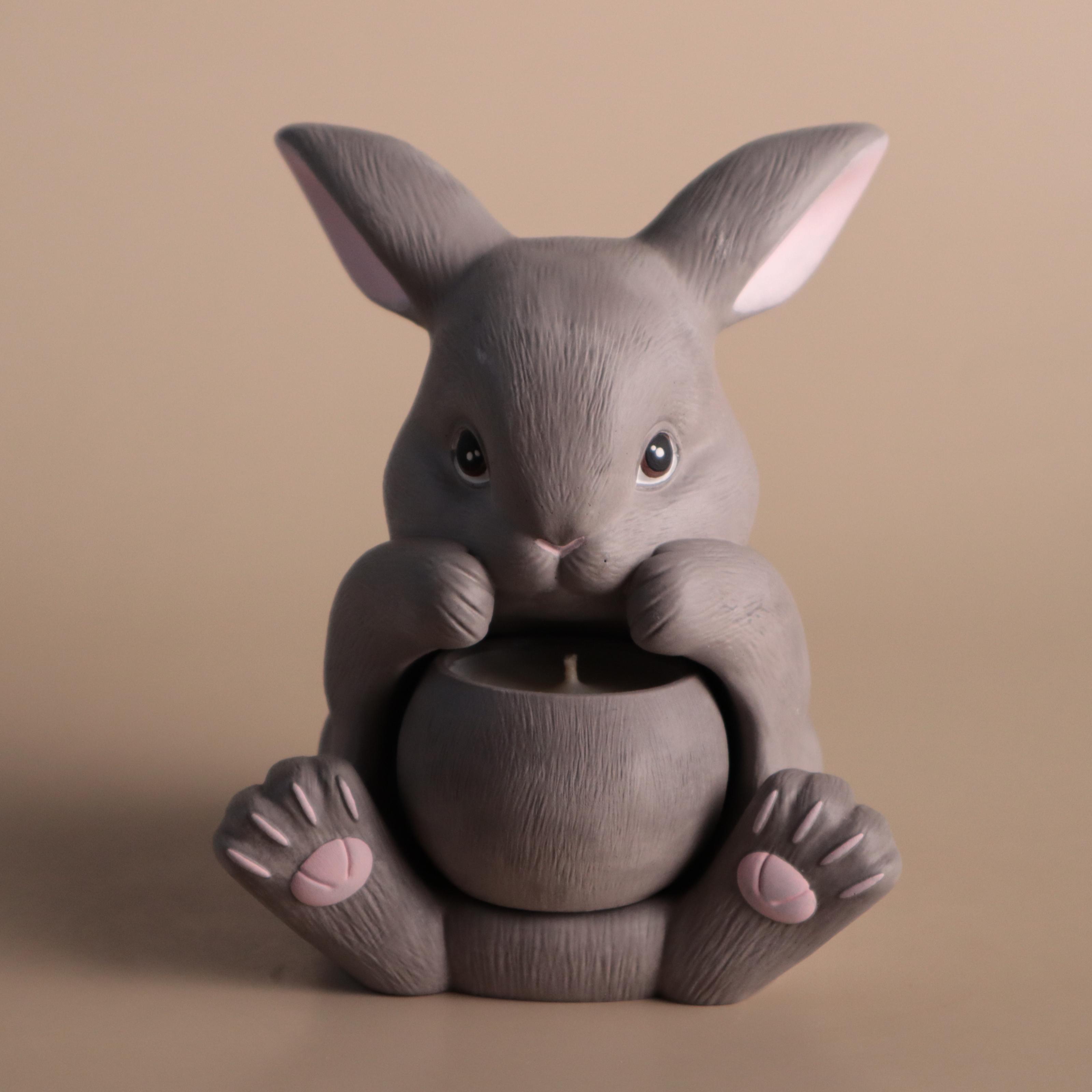 Аромасвічка соєва Wax Harmony Ваніль у гіпсовому кашпо Кролик Сірий (1001401) Аромасвічка соєва Wax Harmony Ваніль у гіпсовому кашпо Кролик Сірий (1001401)