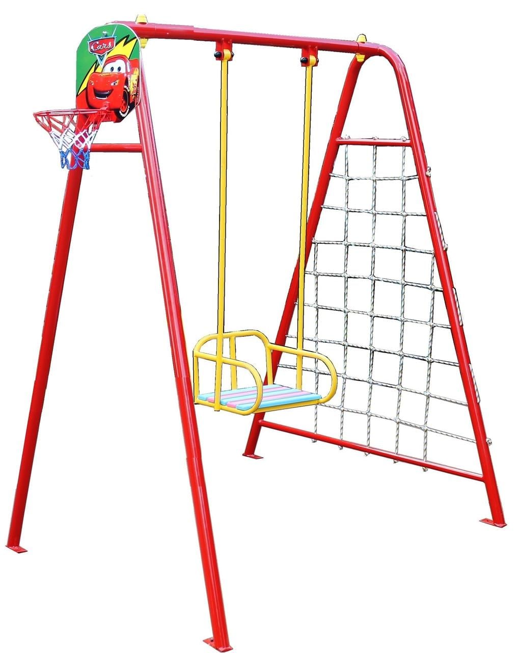 Гойдалки вуличні дитячі 4в1 гойдалки/гладіаторська сітка/баскетбольне кільце/дартс (701/кл)