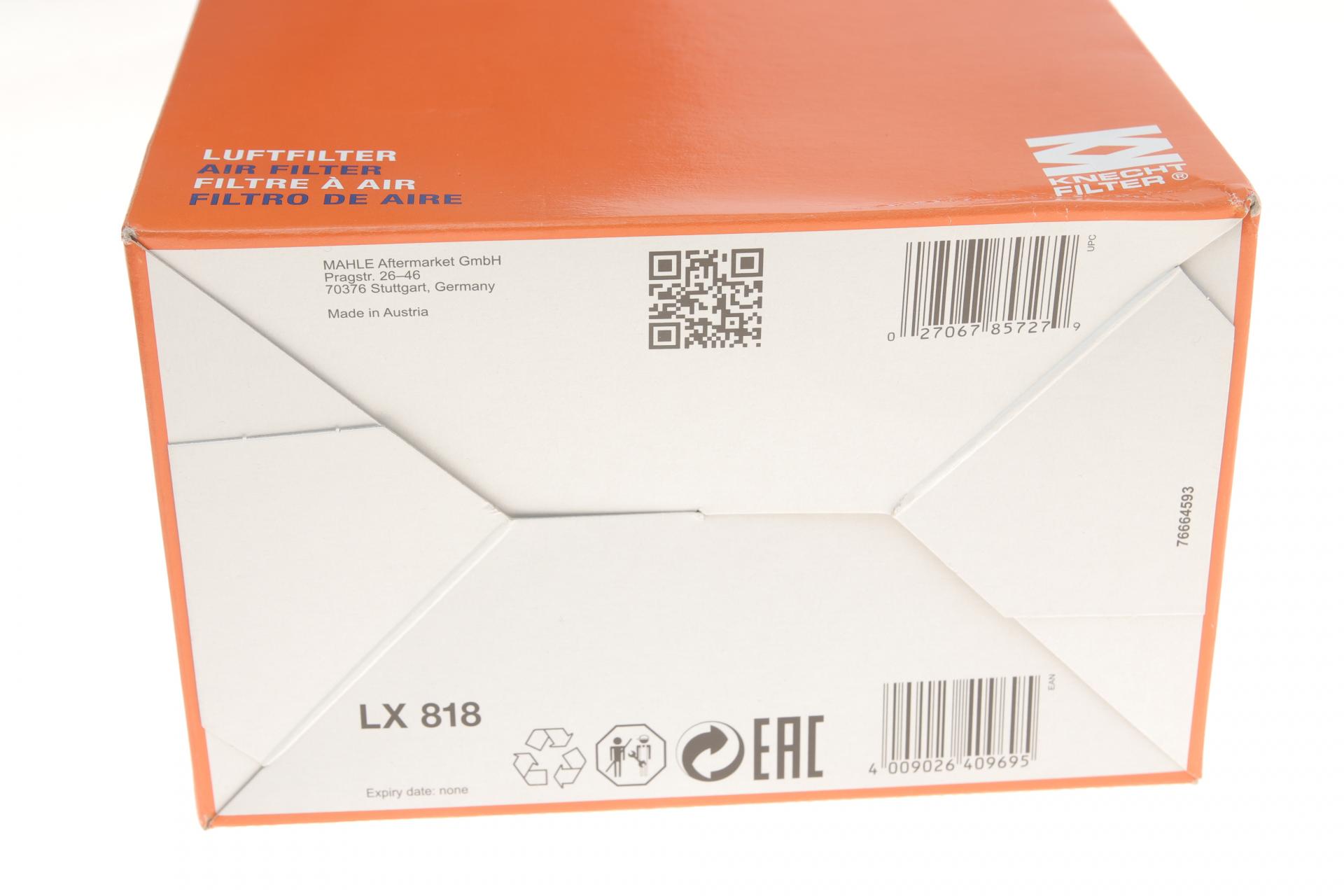 Фильтр воздушный KNECHT для BMW 3 E46/E90/5 E39/E60/7 E38/E65-E67/X5 E53/E70 30d (LX 818) - фото 4