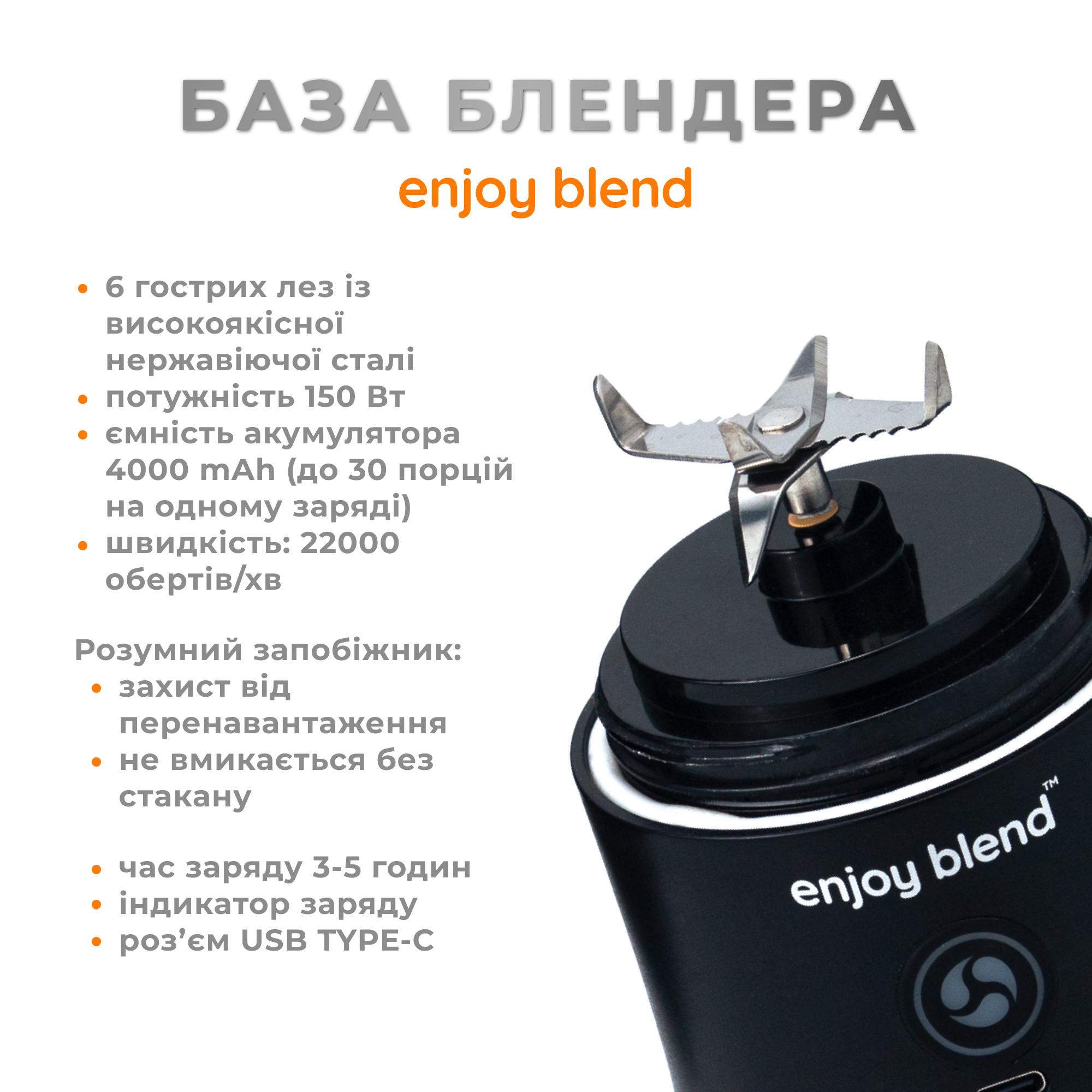 Портативный блендер Enjoy Blend Чёрный (10783508) - фото 4