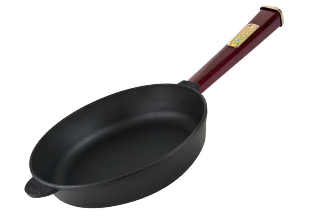 Сковорода чугунная Brizoll Optima с деревянной ручкой Bordo 260х60 мм
