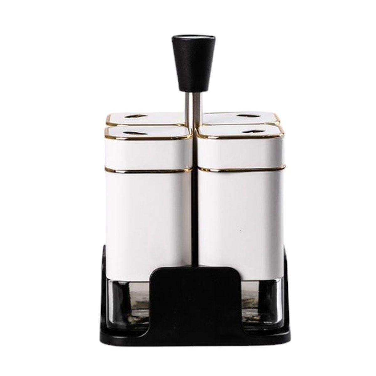 Набір для спецій на підставці 4 предмети 10х10х17 см 120 мл Білий (HP-1312)