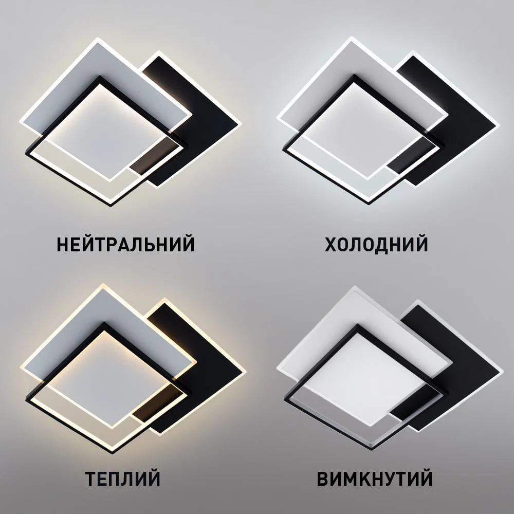 Люстра ESLLSE VEGA TRIPLE 3S з пультом 70 Вт 470х470х60 мм Чорно-біла (10401) - фото 3