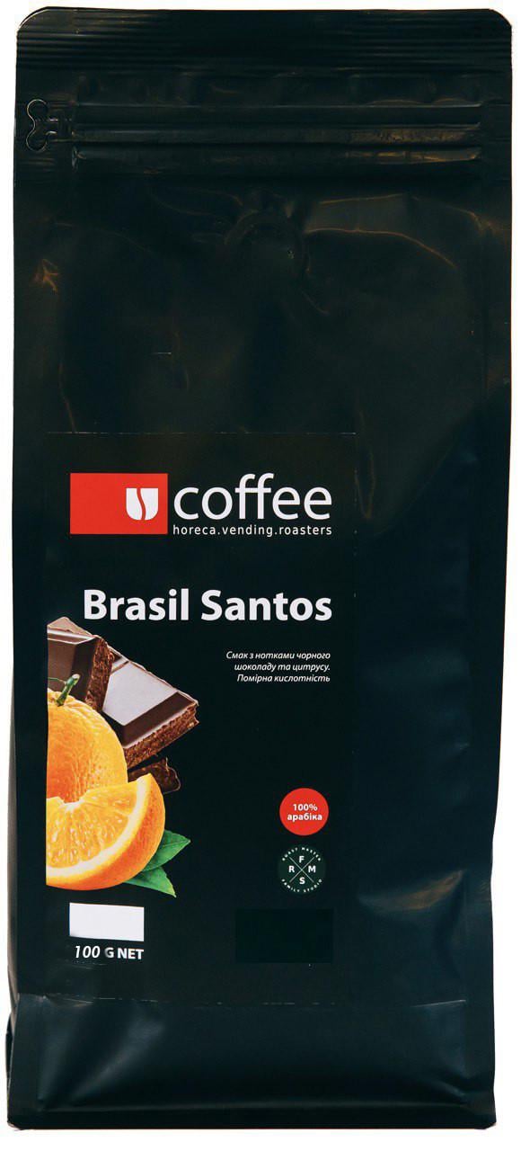 Кофе зерновой Ucoffee Brasil Santos 100% Арабика 100 г (К545)