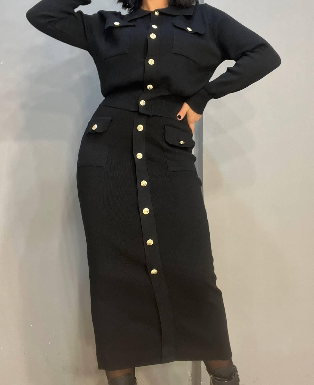 Костюм жіночий De Red 8672 кардиган та спідниця OS Чорний (3205) - фото 6 Костюм жіночий De Red 8672 кардиган та спідниця OS Чорний (3205) - фото 6