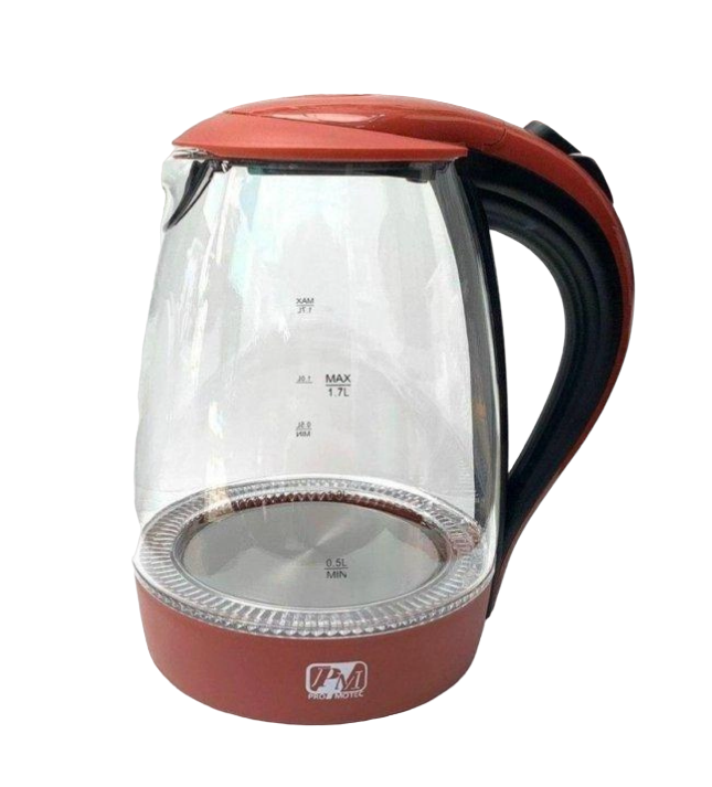 Електрочайник дисковий PROMOTEC PM-810 з підсвічуванням скло 1,7 л (14113788) - фото 2