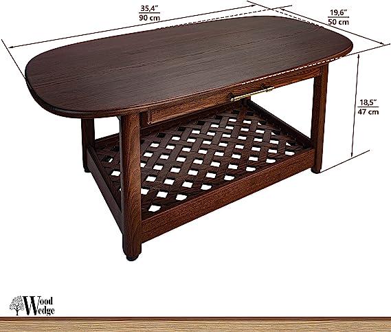 Журнальный столик Wood Wedge из натурального ясеня с ящиком 90х50х47 см (100048) - фото 4