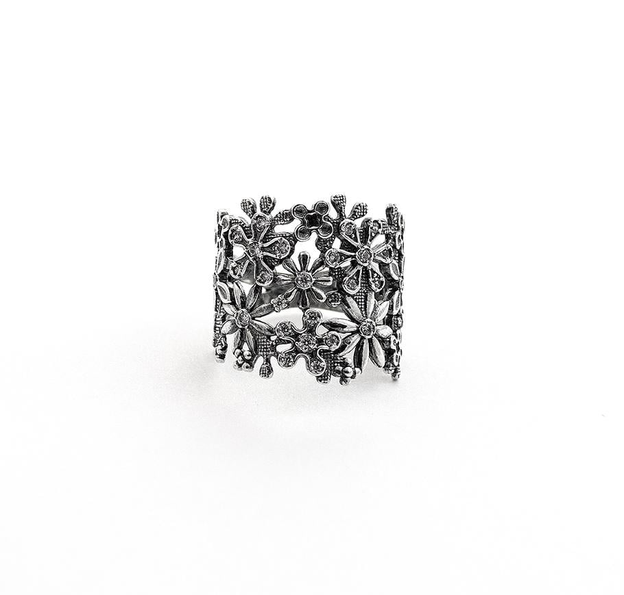 Кольцо с цветочками Maxi Silver 8129 SE р. 20 (8812986)