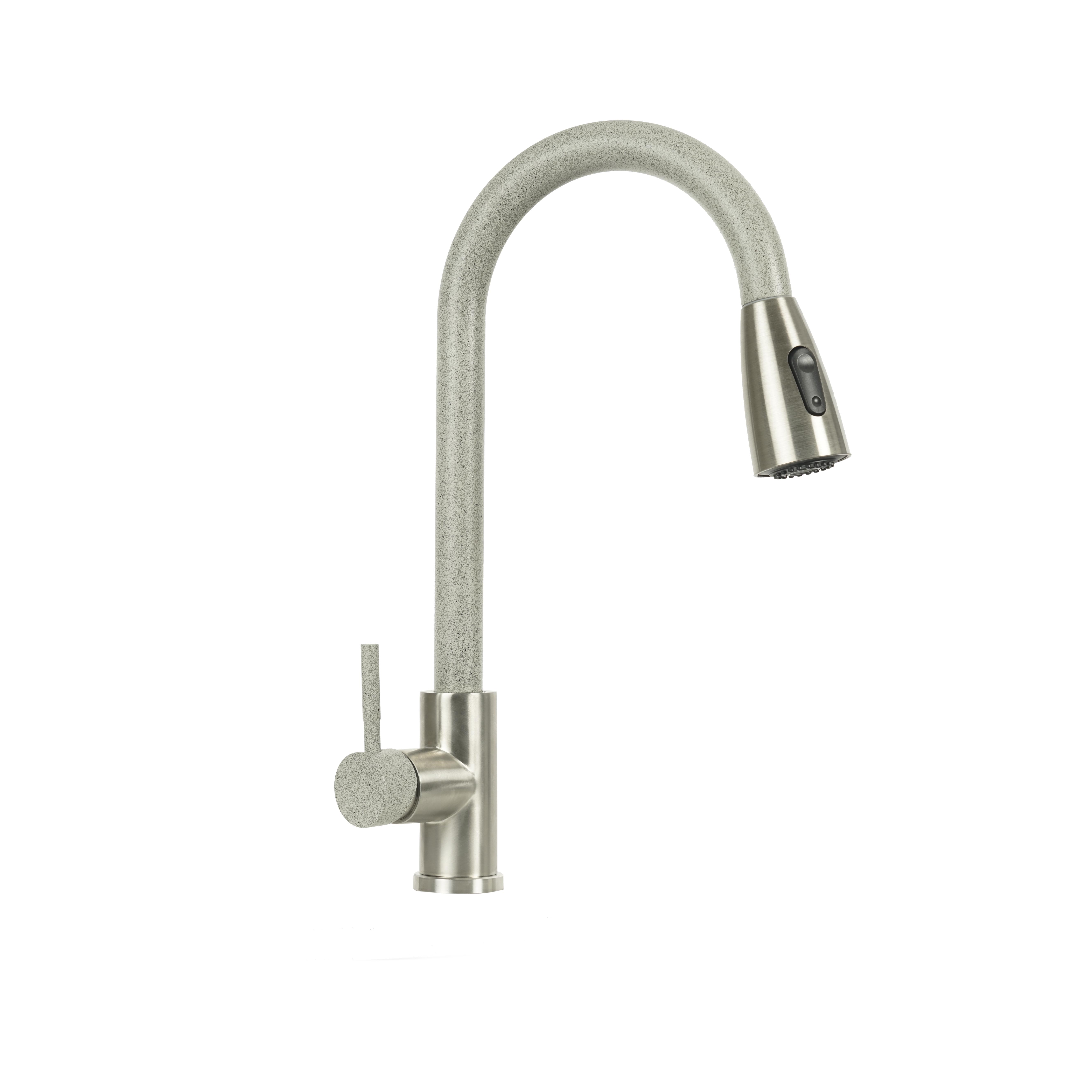 Смеситель Platinum KT 8203 с выдвижным изливом Серый комби (8614) Смеситель Platinum KT 8203 с выдвижным изливом Серый комби (8614)