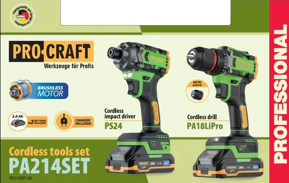 Набор аккумуляторных инструментов Procraft PA214SET шуруповерт и винтоверт 2 АКБ - фото 5