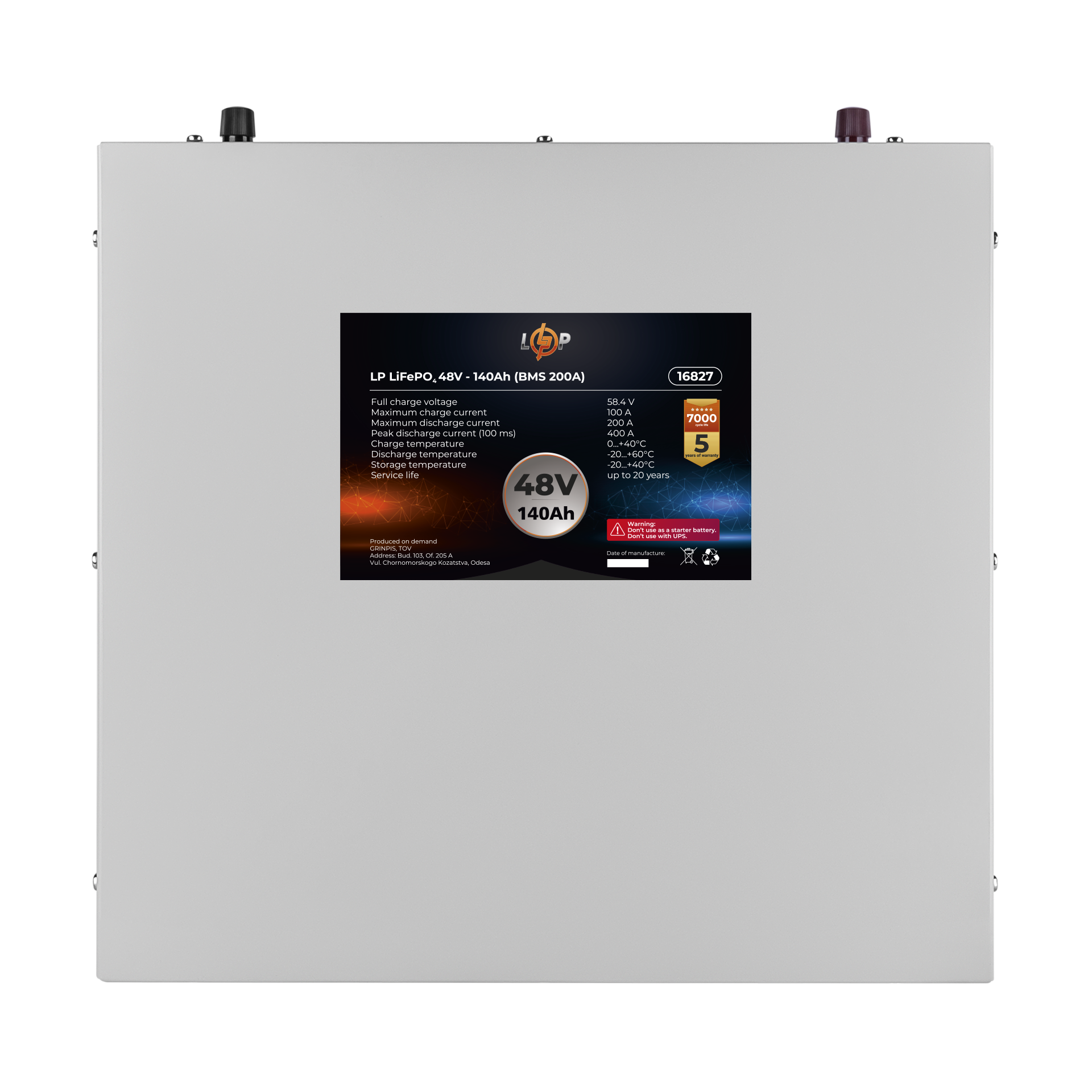 Аккумулятор для ИБП LP LiFePO4 48V 140 Ah/7168Wh BMS 200А/100A металл (16827) - фото 2 Аккумулятор для ИБП LP LiFePO4 48V 140 Ah/7168Wh BMS 200А/100A металл (16827) - фото 2