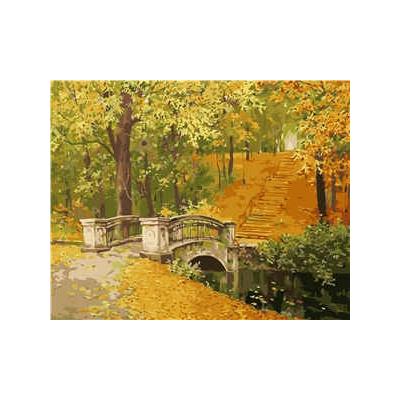Набор для росписи по номерам Strateg Мост в осень 40х50 см (VA-0277-mt)