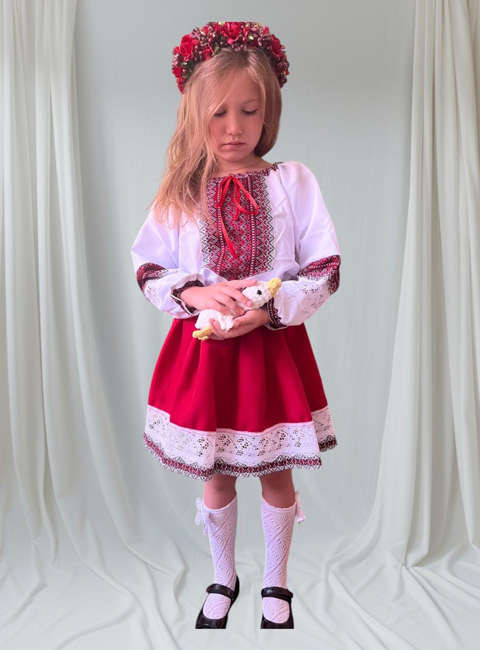 Костюм вышиванка для девочки Классический 92-98 см Белый с красным - фото 1 Костюм вышиванка для девочки Классический 92-98 см Белый с красным - фото 1