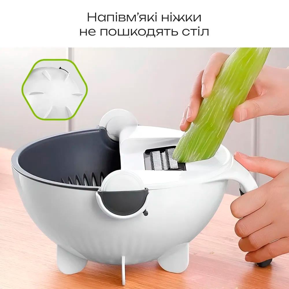 Овочерізка з контейнером BRS 8в1 багатофункціональна з друшляком White (475358274) - фото 7 Овочерізка з контейнером BRS 8в1 багатофункціональна з друшляком White (475358274) - фото 7