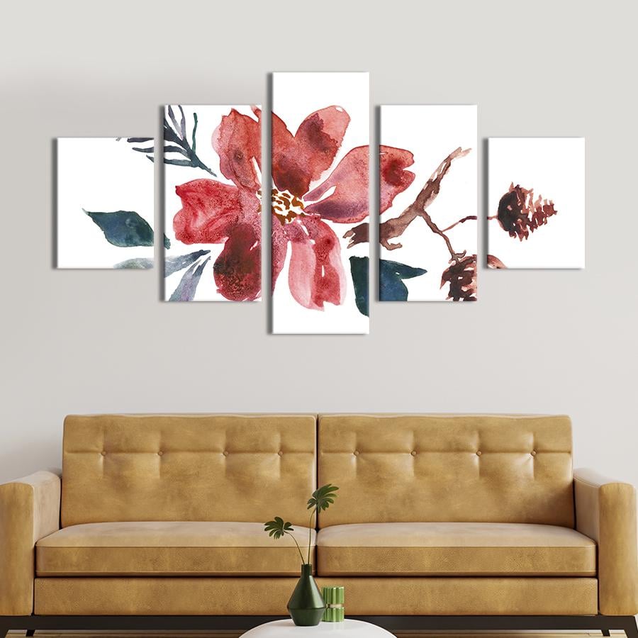 Картина на полотні Червона квіткова квітка на білому полотні 187x94 см (809-52)