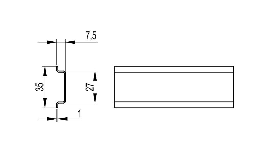 Рейка DIN ДКС Omega 3 Quadro сплошная с насечкой 35х7,5х1 мм х 2 м (02135) - фото 2