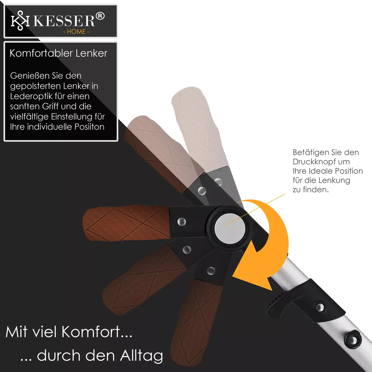 Коляска дитяча з автокріслом KESSER 3в1 94x64x119 см Темно-сірий/Срібний - фото 5