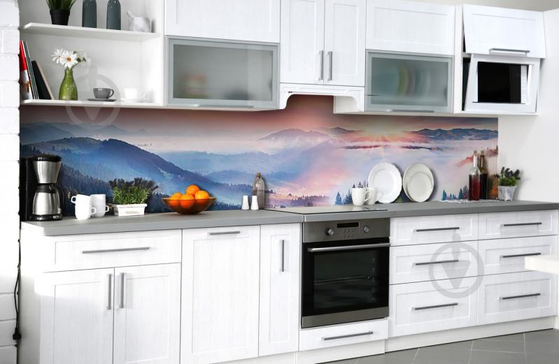 Скинали на кухню Zatarga «Пробуждение гор» 600х2500 мм виниловая 3Д наклейка кухонный фартук самоклеящаяся