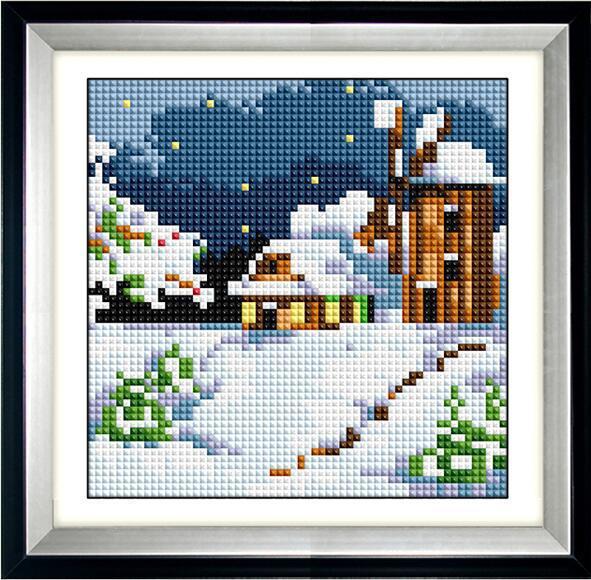 Алмазная мозаика Dream Art Зимняя мельница 15x15 см (DA.30484)