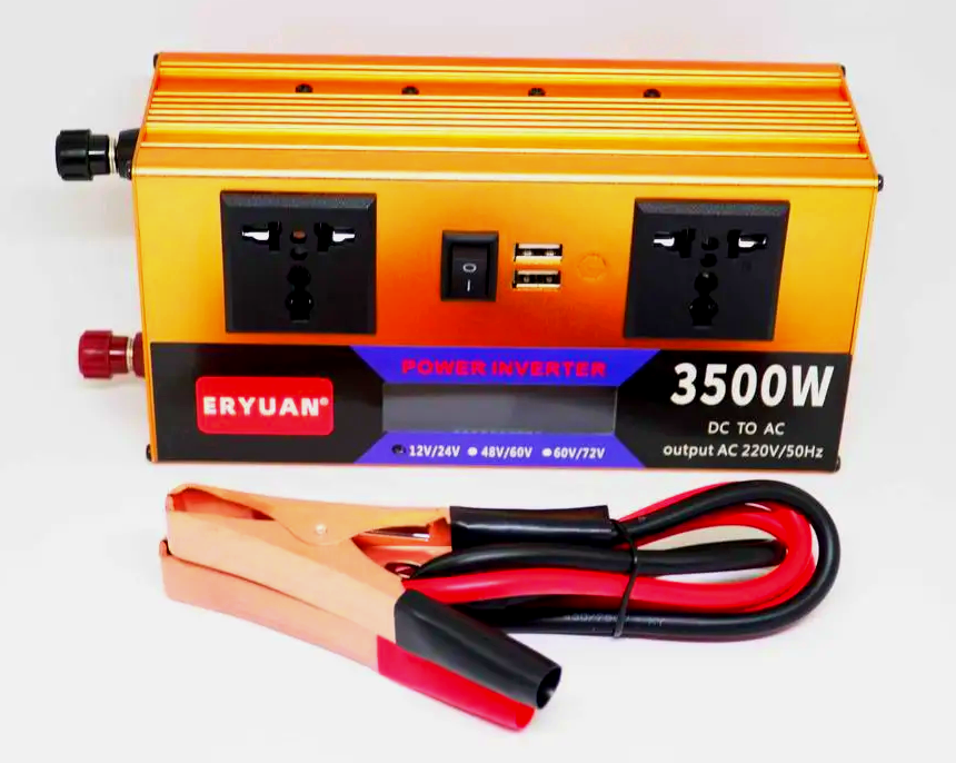Инвертор автомобильный 12V-220V 3500W с LCD дисплеем и вольтметром преобразователь напряжения ERYUAN Gold (21039356) - фото 5 Инвертор автомобильный 12V-220V 3500W с LCD дисплеем и вольтметром преобразователь напряжения ERYUAN Gold (21039356) - фото 5