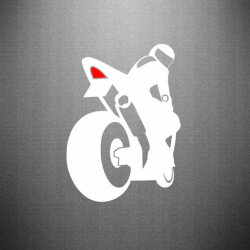 Наклейка Мотоциклист на спорте 18,1x25 см Белый (21560926)