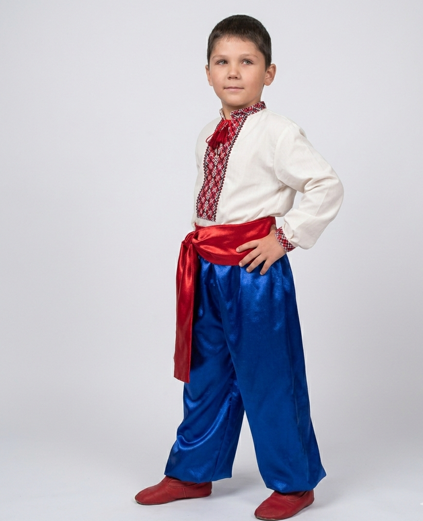 Шаровары детские атласные с поясом 104-110 см Синий Шаровары детские атласные с поясом 104-110 см Синий