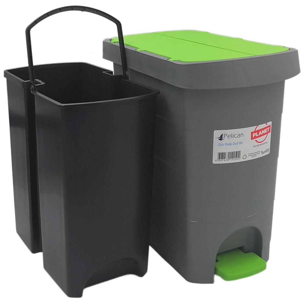 Ведро с педалью Planet Pelican 60 л Серо-зеленый - фото 4 Ведро с педалью Planet Pelican 60 л Серо-зеленый - фото 4