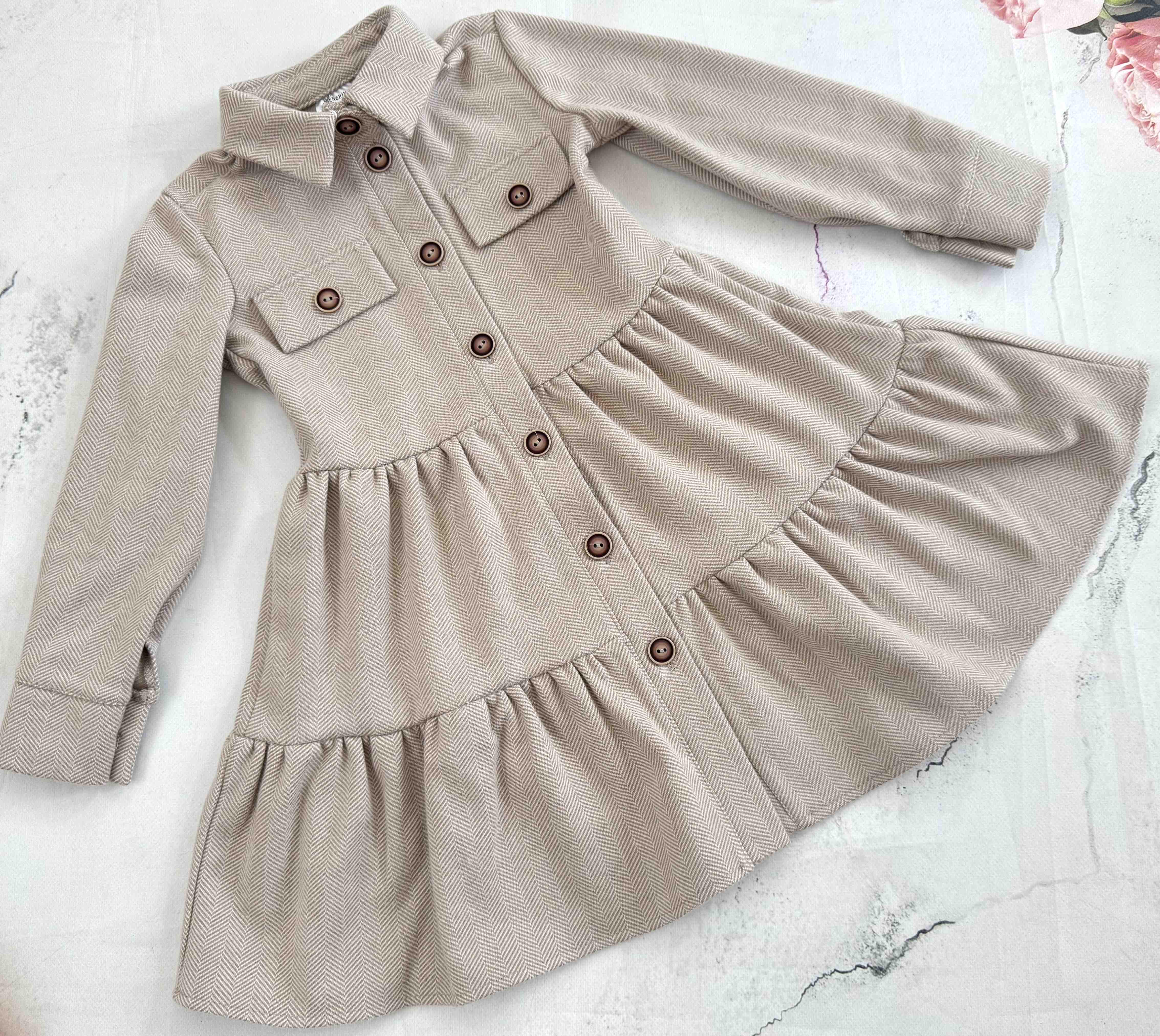 Плаття дитяче тепле 128 см Бежевий (D-7289-128б)