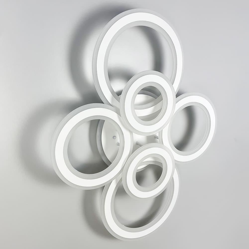 Люстра потолочная на 6 колец RGB-подсветка/пульт 63х80 см (A 2763 WT)