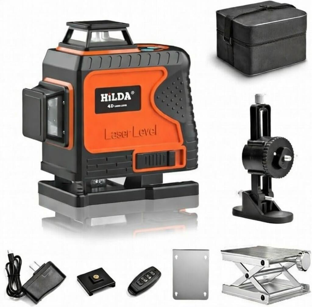 Лазерный уровень нивелир HILDA 4D Big Pro с зеленым лучом на 16 линий