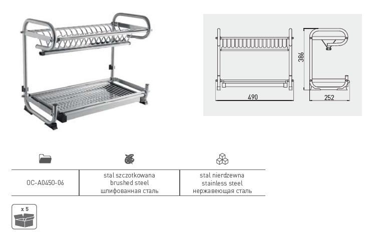 Сушилка для посуды настольная GTV 240х482х340 мм (OC-A0450-06) - фото 3 Сушилка для посуды настольная GTV 240х482х340 мм (OC-A0450-06) - фото 3