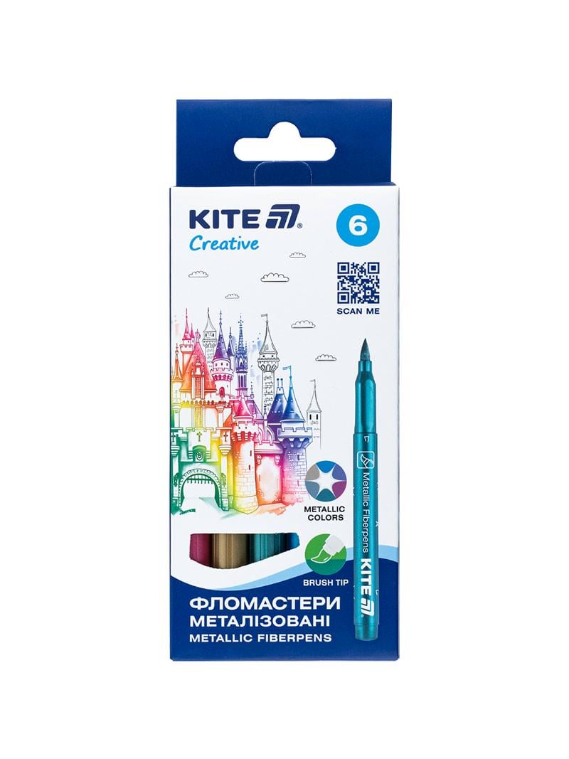 Фломастеры-кисти KITE Creative металлизированные 6 цветов (K-1149) Фломастеры-кисти KITE Creative металлизированные 6 цветов (K-1149)