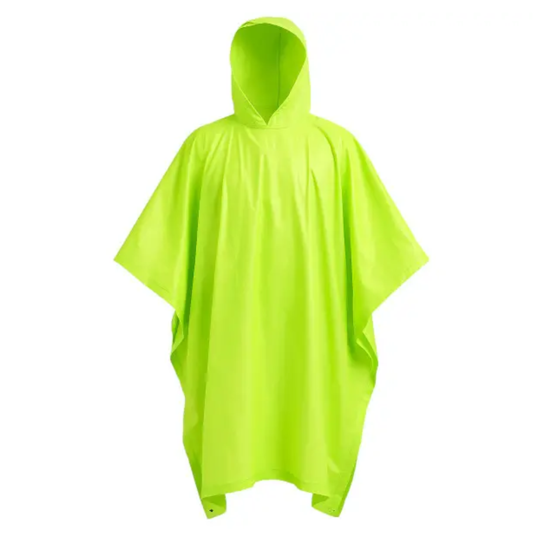Дождевик-пончо с капюшоном защитный Ярко-зеленый