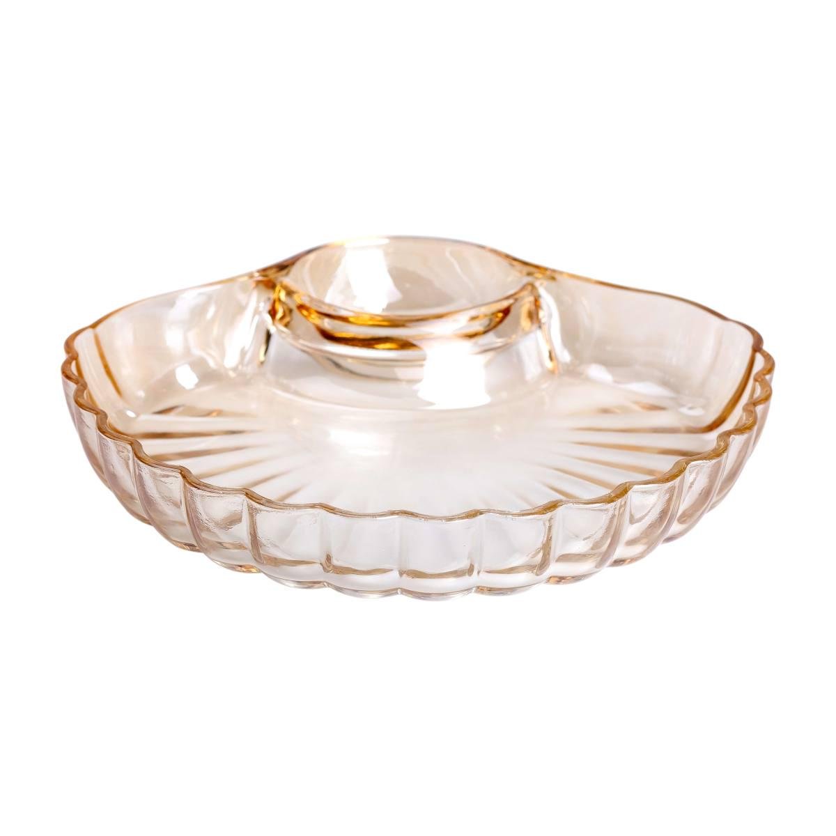 Блюдо для закусок YIWU HP-YH-1 фигурное с соусником 21х19х3 см Золотистый (25029599) - фото 3