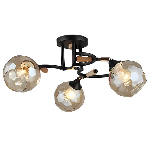 Люстра Svet с деревянными элементами на три поворотных плафона под лампы Е27 Золотой (SR-N4994/3 BK+WOOD)