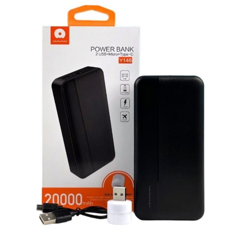 Внешний аккумулятор WUW Y146 20000mAh/Led фонарик Черный