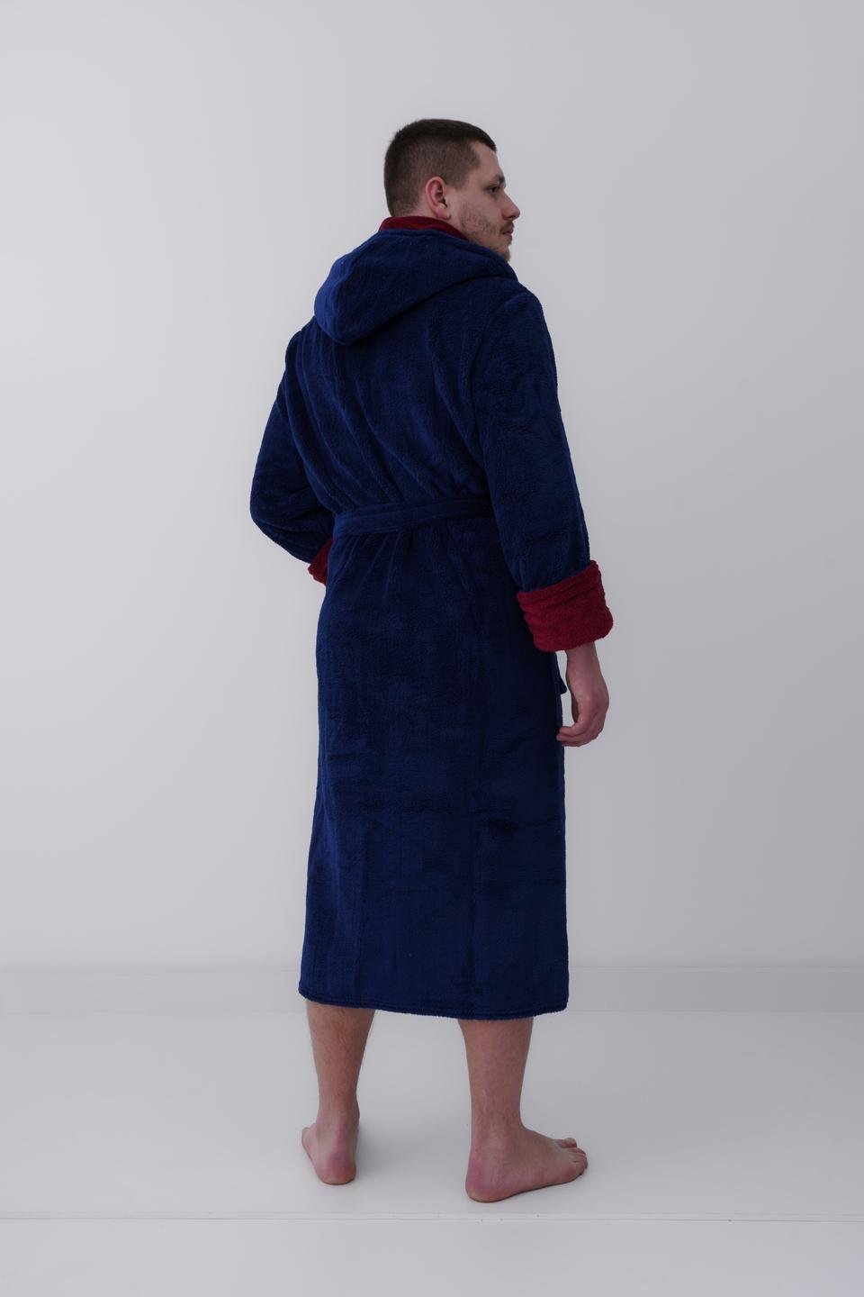 Халат чоловічий UT Store L Темно-синій з бордовим - фото 2 Халат чоловічий UT Store L Темно-синій з бордовим - фото 2