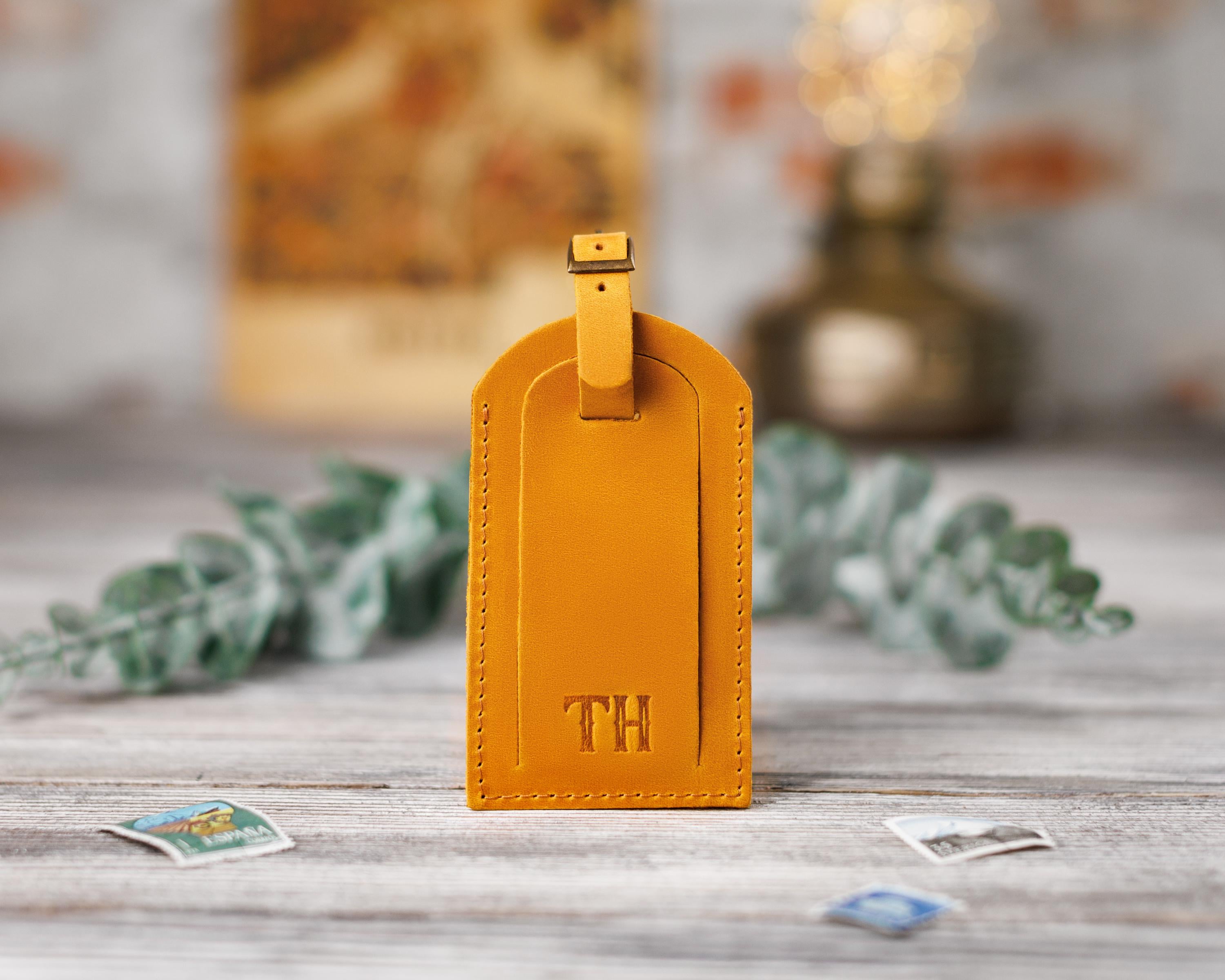 Бірка шкіряна для сумки/багажу з персоналізацією Жовтий (116708)