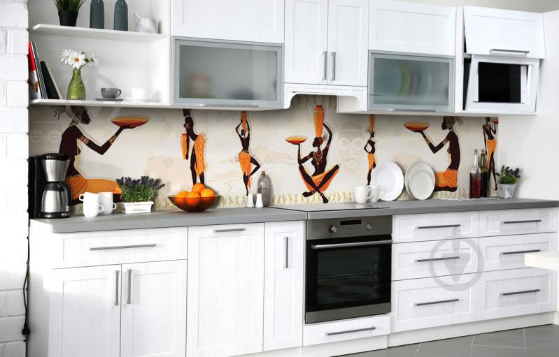 Скинали на кухню Zatarga «Гостеприимство Африки» 600х2500 мм виниловая 3Д наклейка кухонный фартук