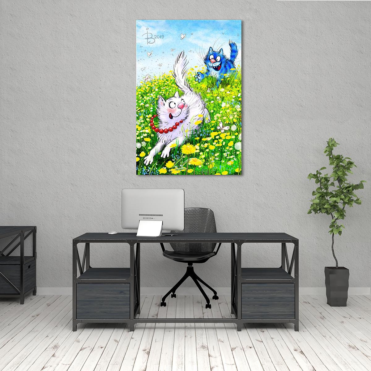 Модульная картина Догони кошечку! 1 модуль 60x90 см (_rinaz_2019192502)