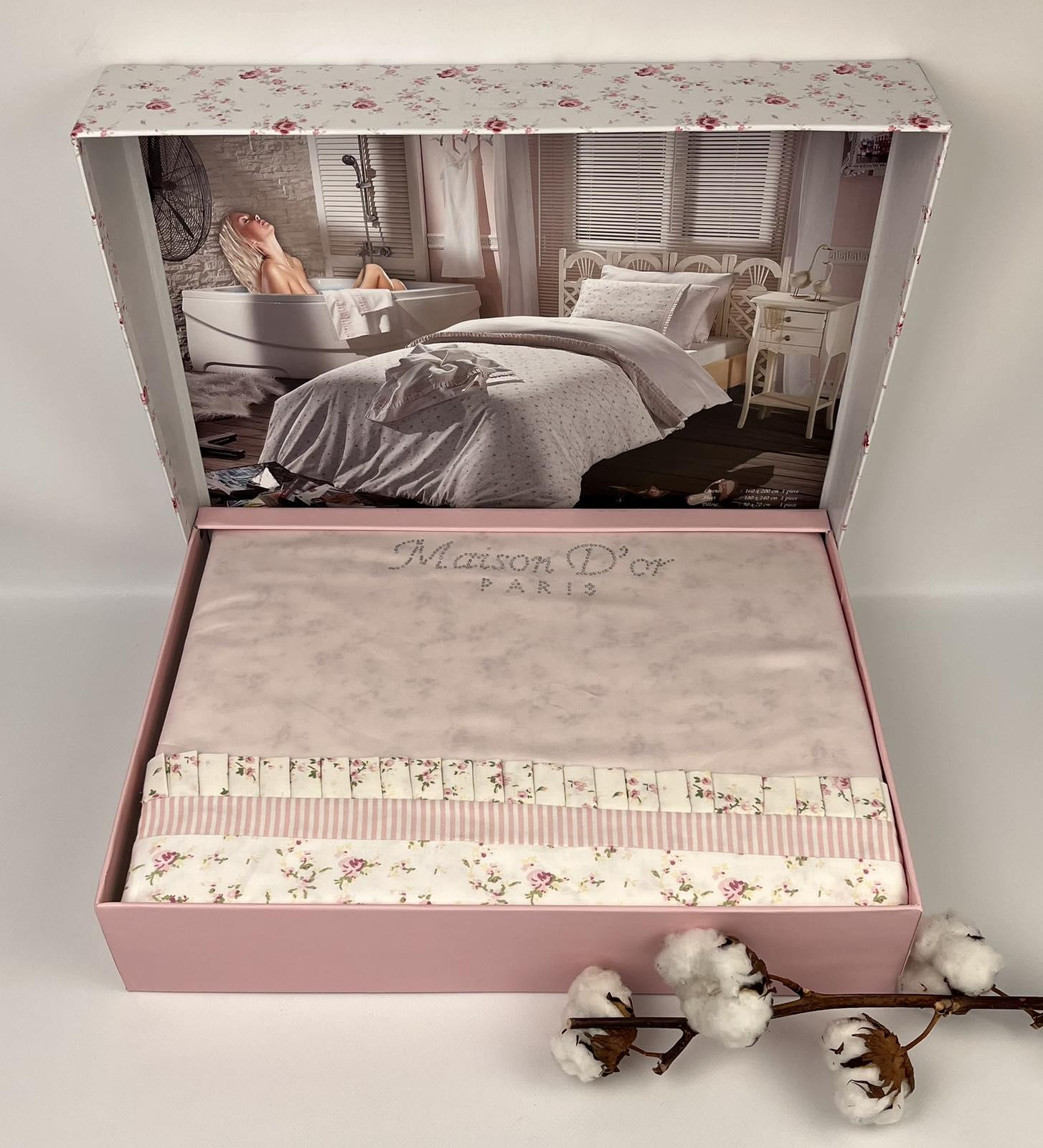 Комплект постільної білизни Maison D'or Roses сатин 160х200 см Pink (CN27996)