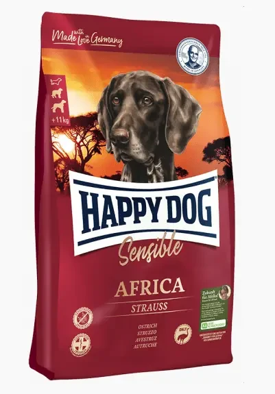 Корм сухой для собак беззерновой Happy Dog Sensible Africa страус и картофель средних и крупных пород 12,5 кг (арт. 3548)