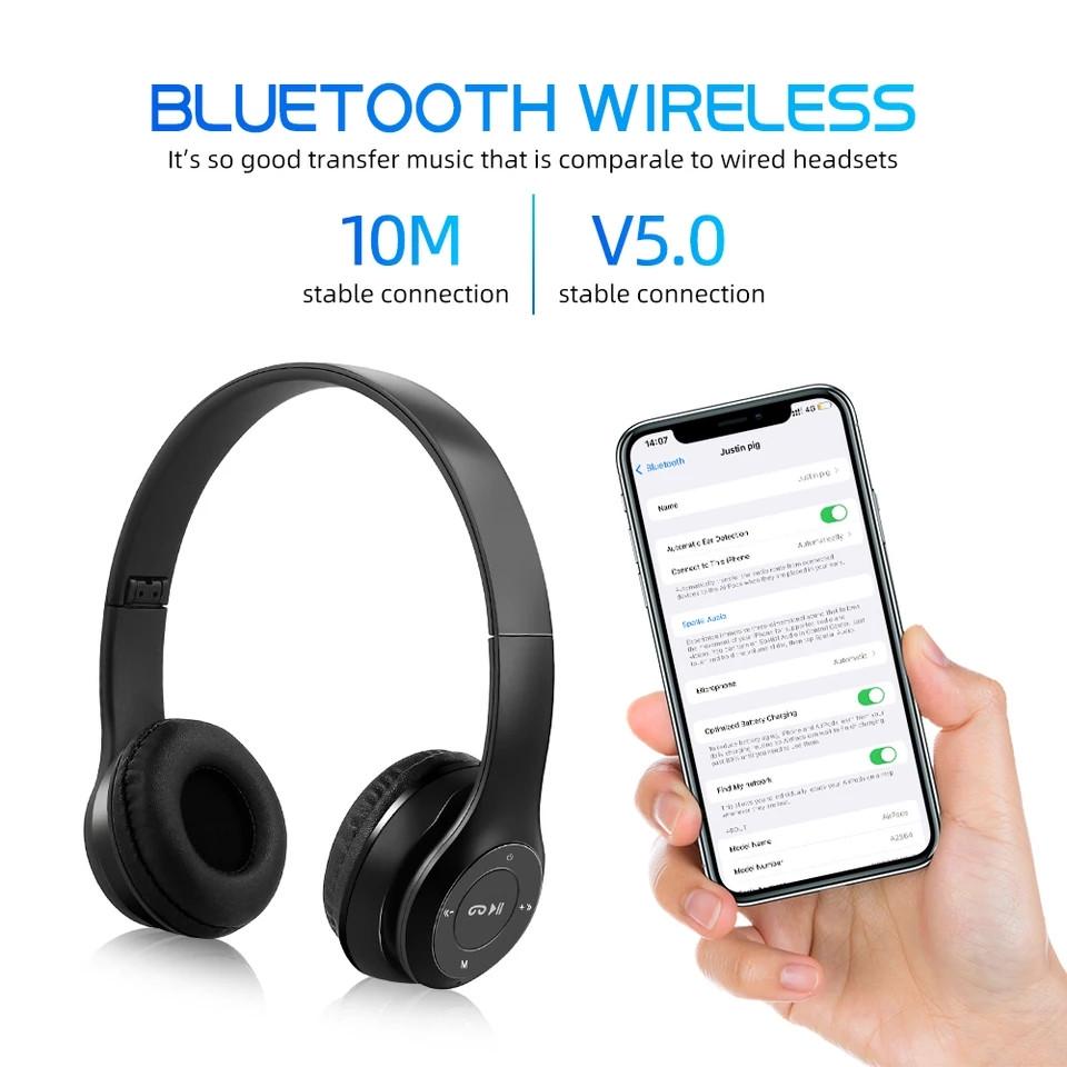 Наушники беспроводные P47 Bluetooth MP3 плеер Black - фото 2 Наушники беспроводные P47 Bluetooth MP3 плеер Black - фото 2