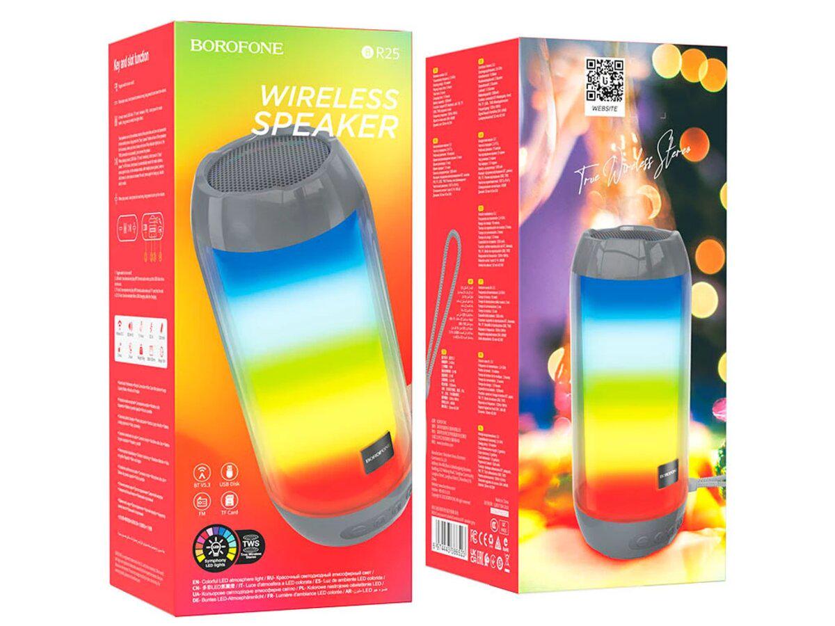 Портативна колонка Borofone BR25 Crazy sound colorful luminous BT speaker 1200 mAh Grey (19100347) - фото 4