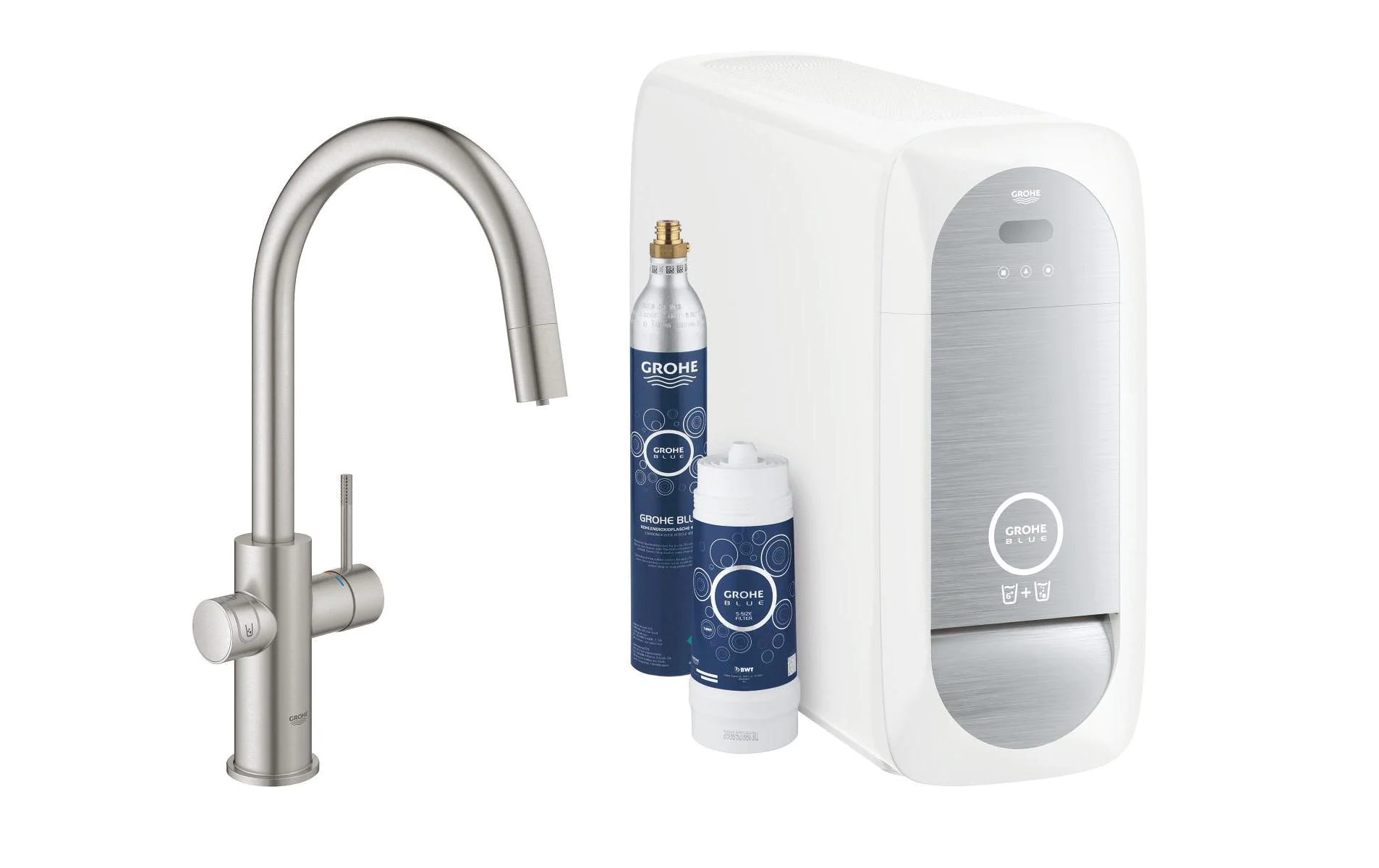 Смеситель для кухни с фильтром grohe blue home 31455001