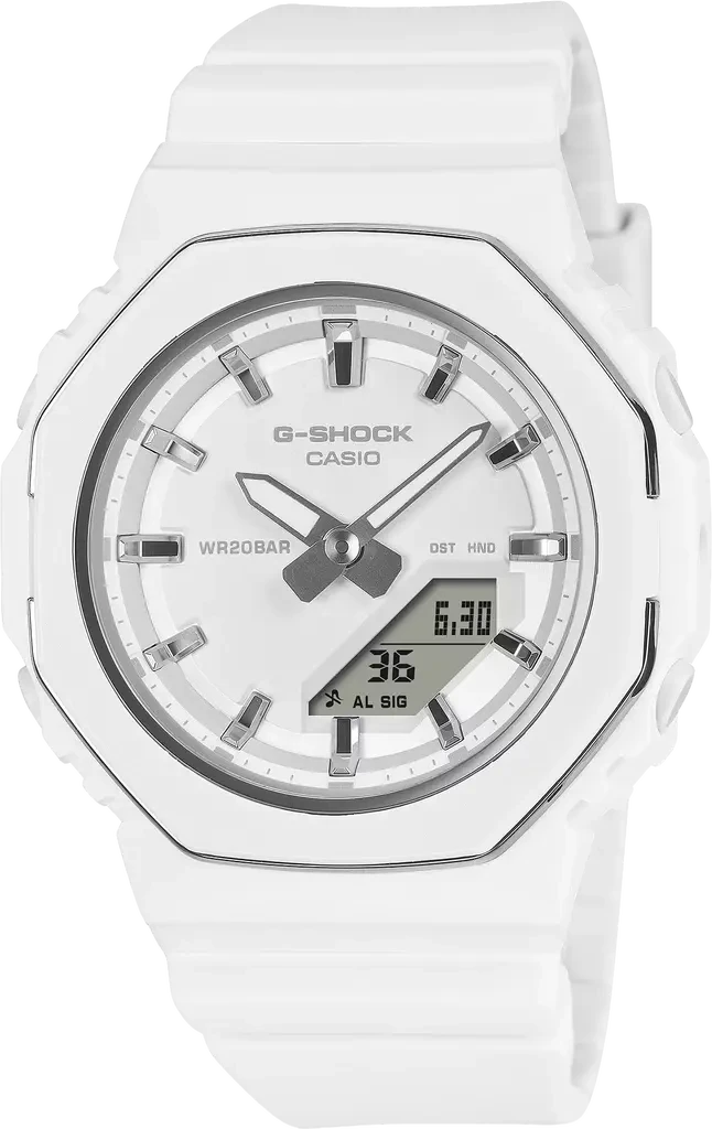 Наручные часы женские Casio G-Shock GMA-P2110-7AER ударопрочные с водозащитой 200 м и белым циферблатом Наручные часы женские Casio G-Shock GMA-P2110-7AER ударопрочные с водозащитой 200 м и белым циферблатом